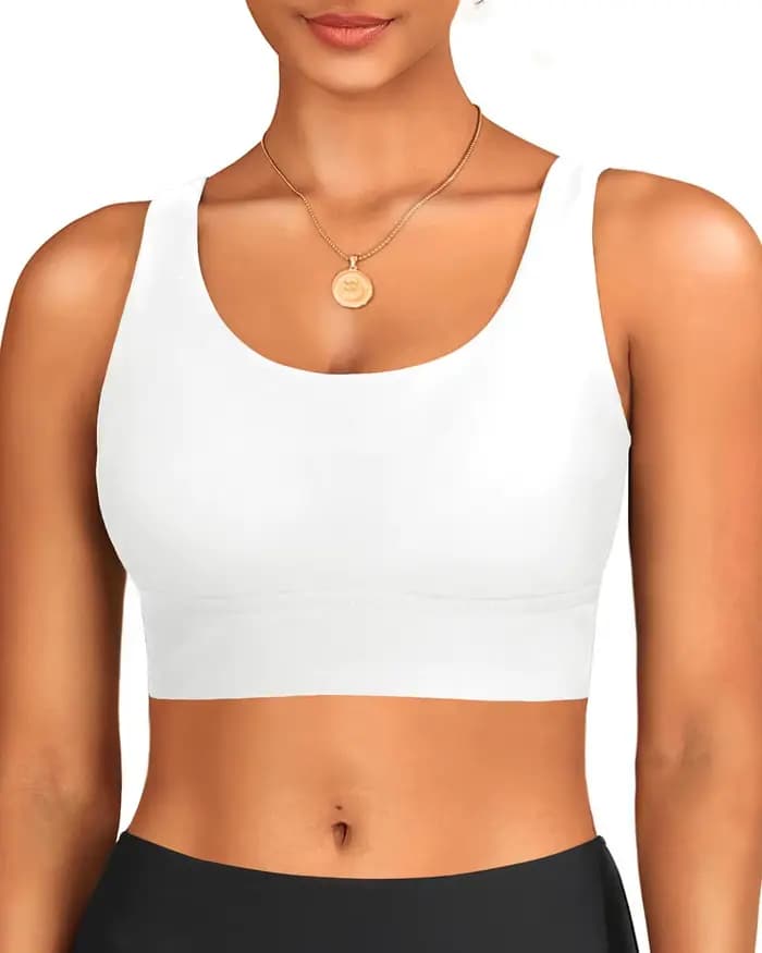 2026 Haut de maillot de bain de sport rembourré pour femme, couleur unie