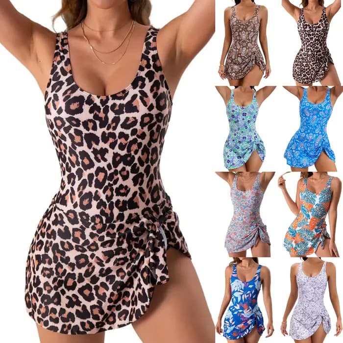2025 femmes maillot de bain cravate noeud jupe de bain sans manches maillot de bain imprimé léopard maillots de bain Monokini femme maillot de bain maillot de bain