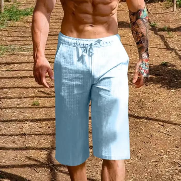 Shorts en coton et lin pour hommes, décontractés, respirants, pour la plage, le sport, les vacances, la gym, le basketball