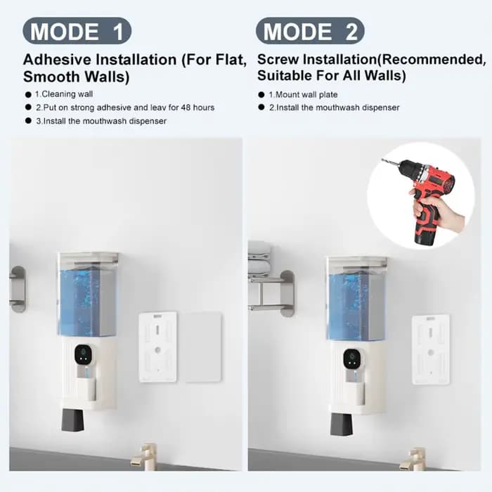 2026 nouveau distributeur de bain de bouche pour salle de bain, distributeurs de bain de bouche intelligents de 700ML, distributeur de bain de bouche automatique mural