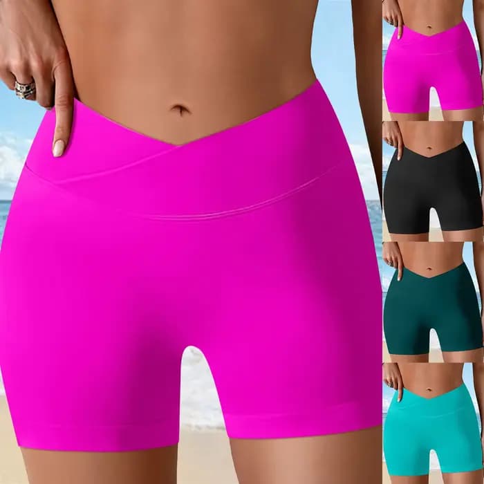Short de bain amincissant taille haute pour femme