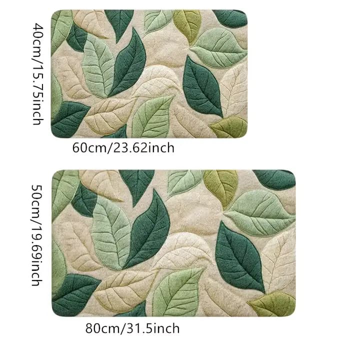 Tapis de bain à motif de feuilles vertes, tapis antidérapant en flanelle douce, pour salle de bain, cuisine, entrée, décoration de douche, cadeau de pendaison de crémaillère