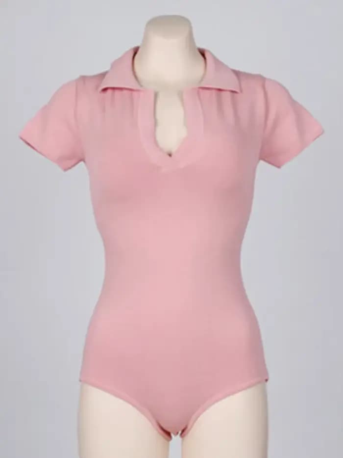 Vzvn 2026 Nouveau Maillot de Bain Une Pièce Coréen Slim Sexy Uni Col en V Manches Courtes pour Femme – Idéal Plage et Bikini
