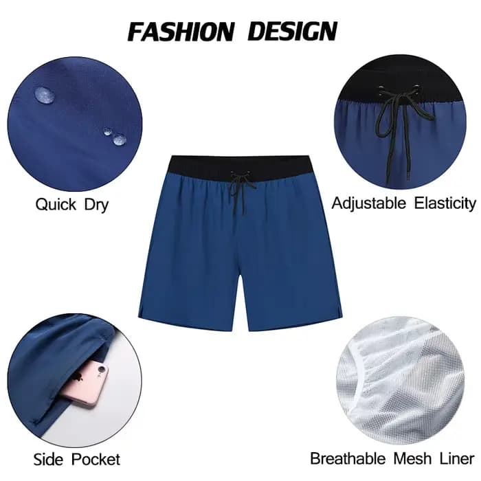 Escatch-Short de Natation Respirant pour Homme, Bermuda Masculin, Taille artificiel astique, Doublure en Maille avec Poche, Mode dehors, Été, Marque