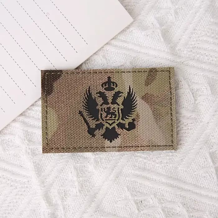 Écusson brodé drapeau du Monténégro, patch IR, bande en tissu à broderie auto-agrippante