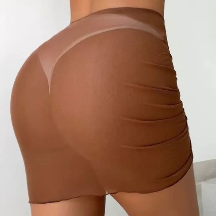 Nouvelle Jupe de Plage Translucide en Maille avec Cordon de Serrage