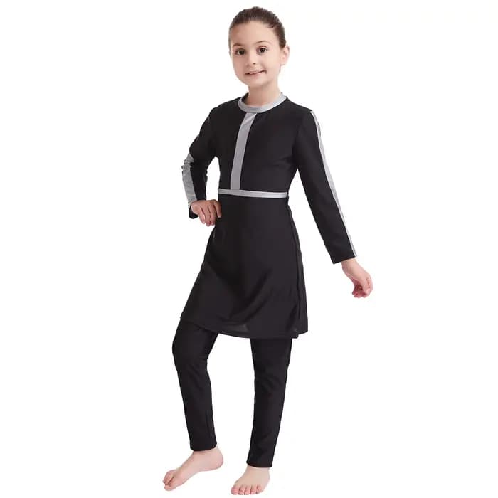 Maillot de Bain Islamique Modeste pour Bol aniques, Burkini, Ensemble 3 Pièces pour Enfants Musulmans, Manches sulf, Couverture Complète, Bonnet de Natation