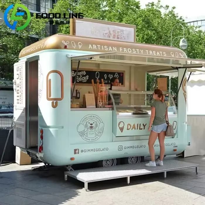 Chaud rapide barbecue Burger Pizza Shop Snack Kebab cuisine personnalisée chariot de nourriture café Mobile camion de nourriture Van camion