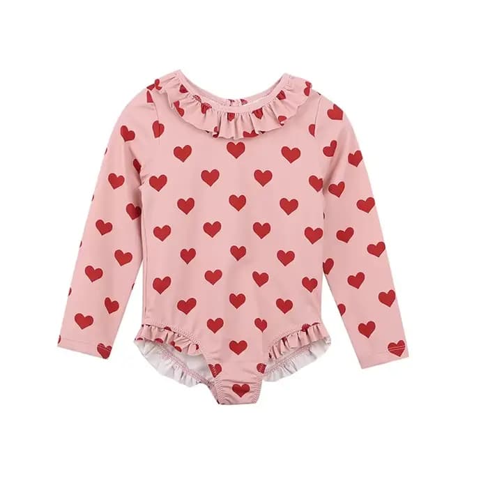 Maillot de bain une pièce à manches longues pour filles, motif floral mignon, nouvelle collection été 2026, vêtements de bain pour enfants