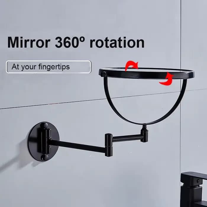 Miroir de maquillage mural peu encombrant, miroir rotatif double face 3X/1X avec cadre en aluminium, design pliable pour salle de bain