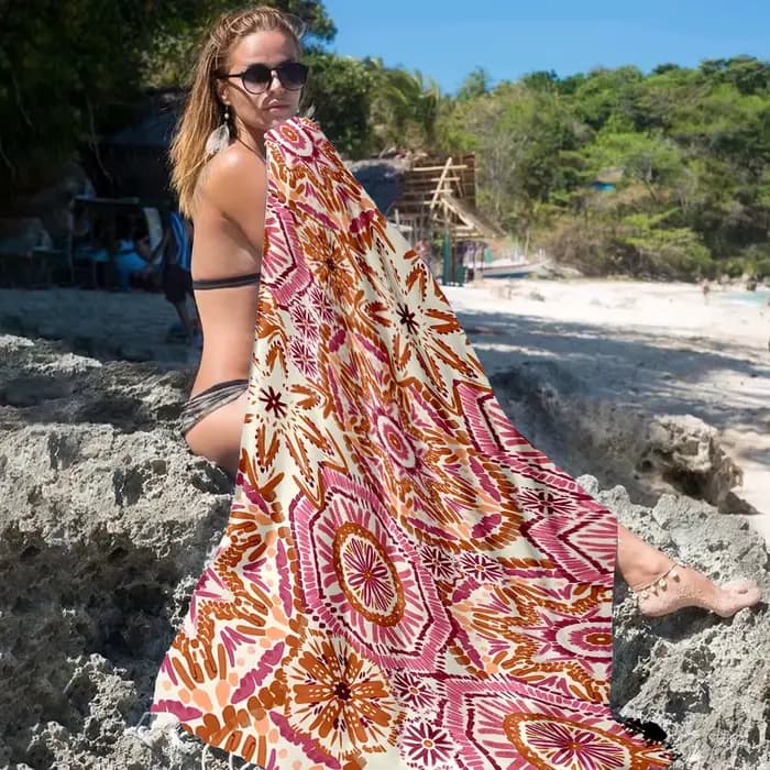 Serviettes de plage à séchage rapide en terre cuite Mandala, ultra légères, super absorbantes, un article indispensable pour l'été