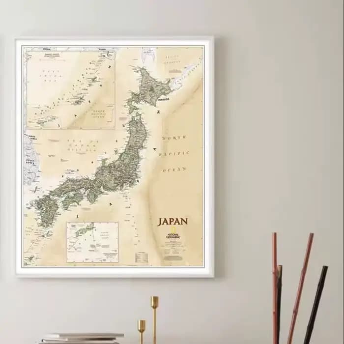 Grandes affiches murales de carte du Japon, impressions décoratives pour la maison, peinture sur toile de coton de haute qualité pour mur, meilleur cadeau pour les voyageurs
