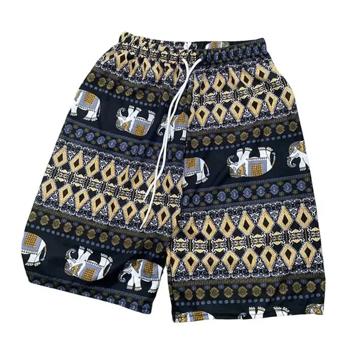 Short de plage pour hommes et femmes, short d'été, style bohème, imprimé 3D, motif éléphant, pantalon court, baggy, hippicopter, pour voyage