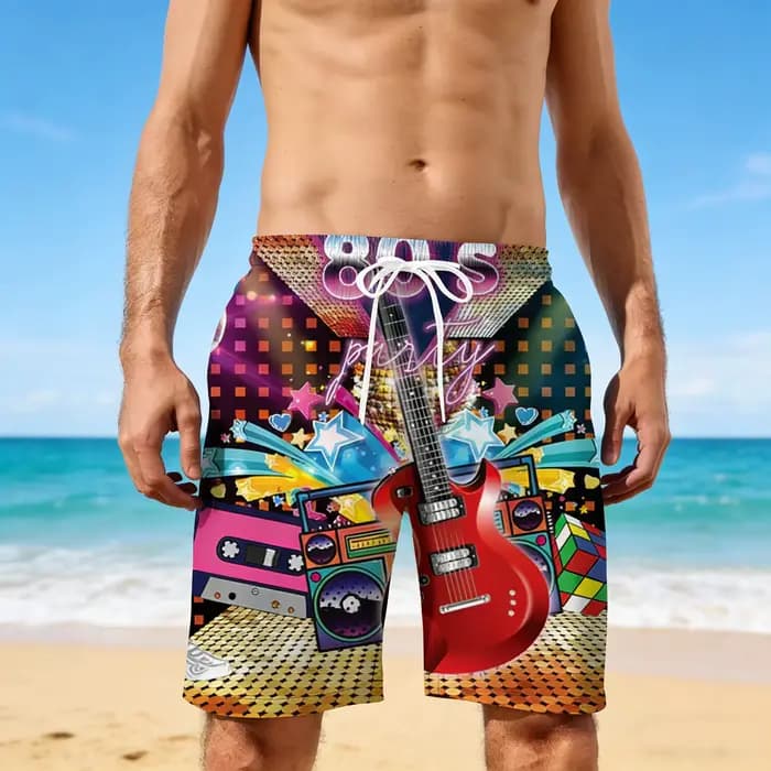 Shorts pour hommes années 80 et 90, imprimé 3D, rétro et tendance, pour la plage, style hawaïen, short de bain pour l'été