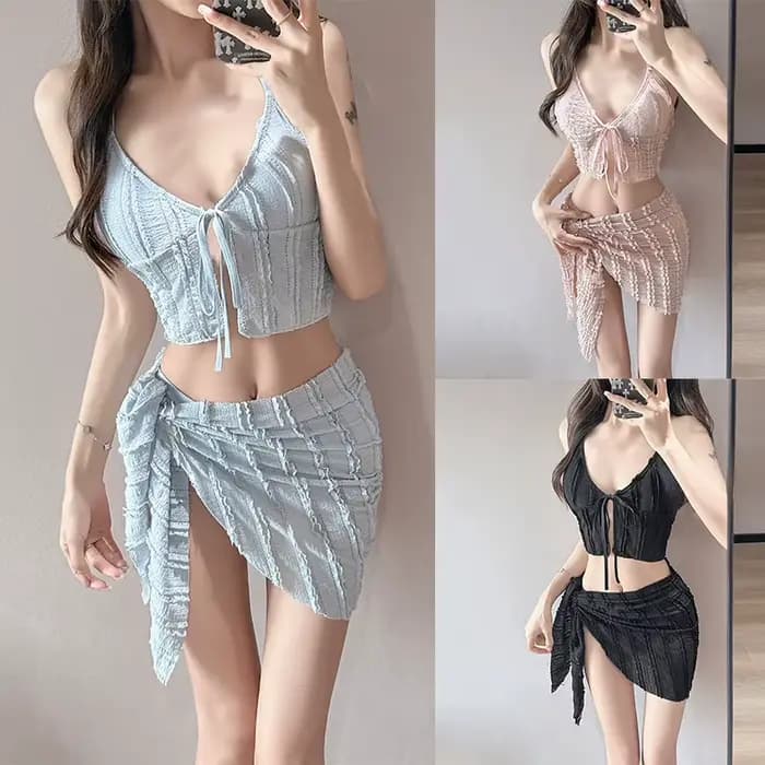 Women's Sexy Bikini Swimsuit Sensual Seaside Spa Vacation Separate Slimming 3 Pcs Belly Covering Swimwear High-end Feeling