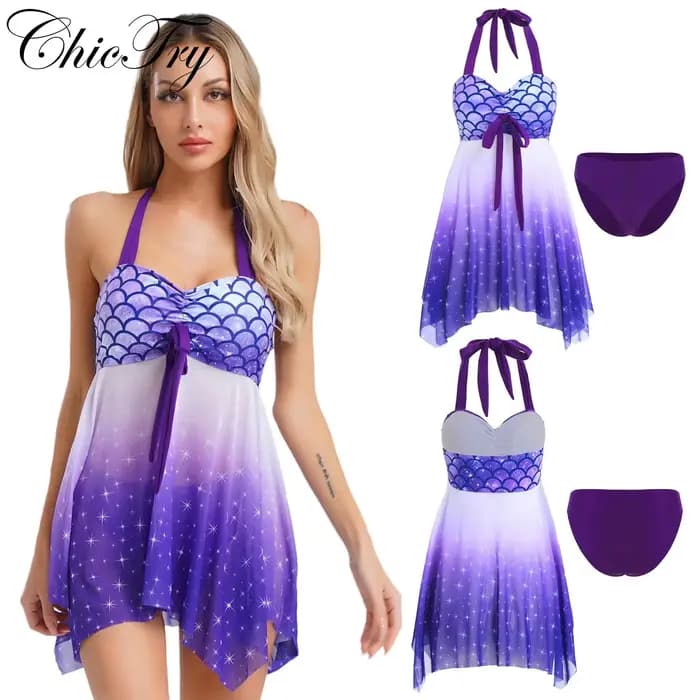 Maillot de bain sirène 2 pièces pour femmes