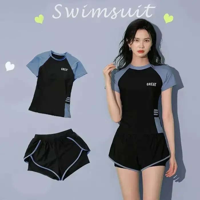 Mode femmes maillot de bain dames Patchwork à manches courtes maillots