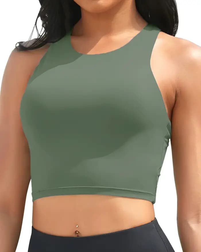 2026 Haut de maillot de bain sportif rembourré pour femme, uni