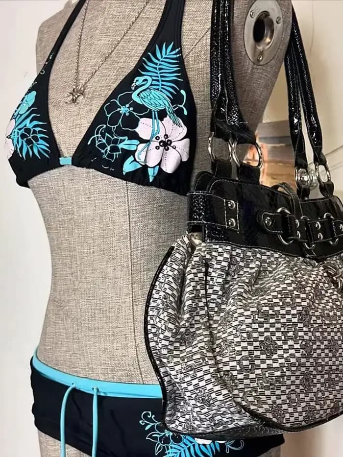 Vintage fleur imprimé Cutie ensemble Bikini 2000s maillot de bain Sexy femmes