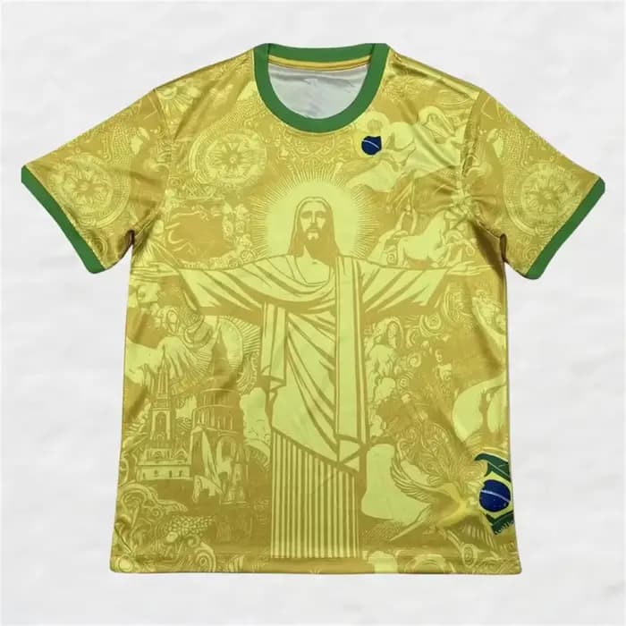Maillot de football d'entraînement d'été Brésil édition spéciale Jesus noir pour adultes et enfants, ensemble t-shirt séchage rapide pour activités extérieures