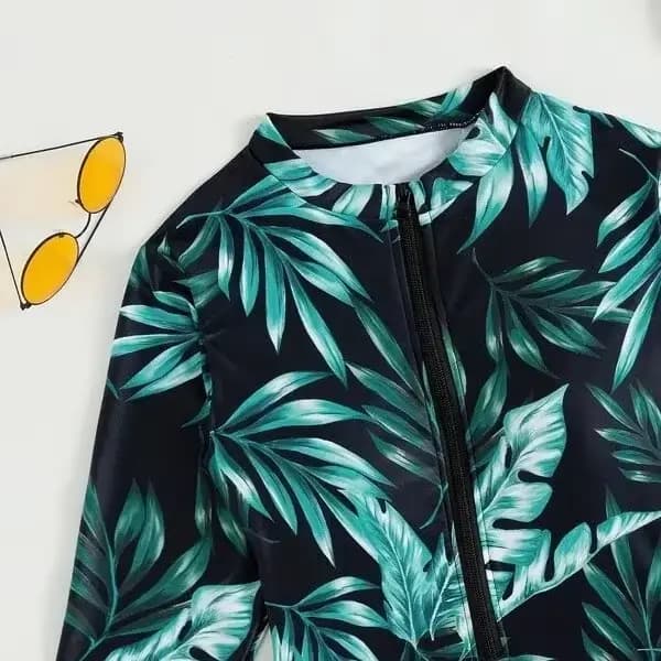 Maillot de bain une pièce à manches longues avec fermeture éclair pour femmes, imprimé tendance, nouvelle arrivée, ensemble de bikini, costume de bain élégant
