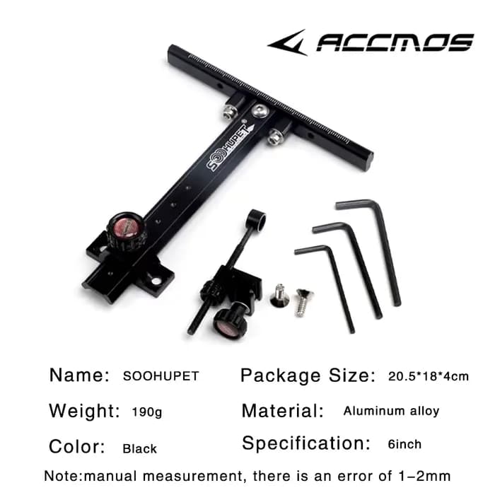 SOOHUPET 6/9 pouces tir à l'arc recourbé vue réglable en alliage d'aluminium pour tir en plein air accessoires de chasse