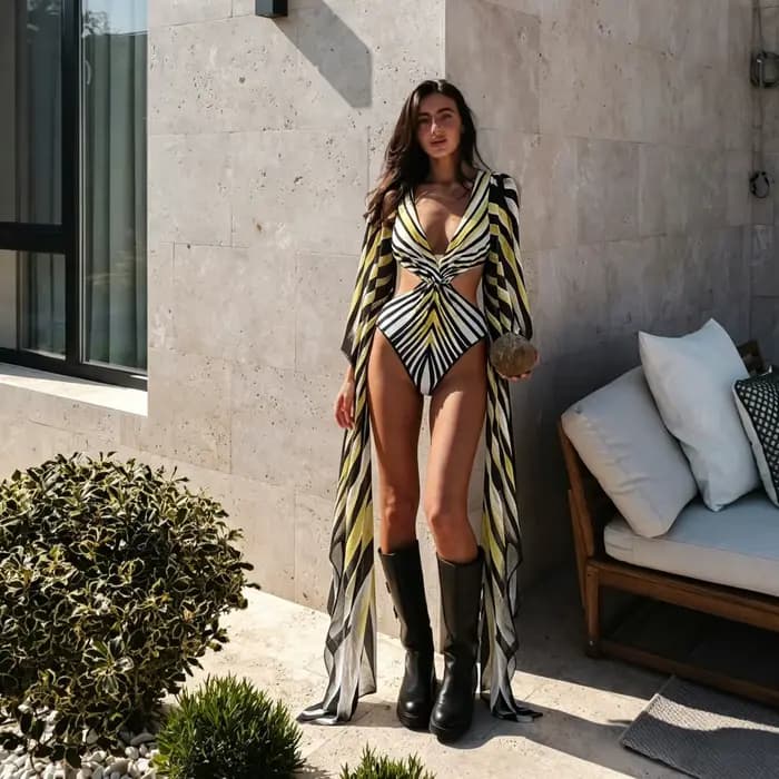 Maillot de bain une pièce à manches longues pour femmes