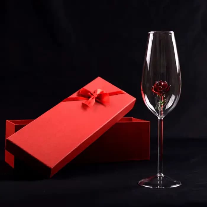 Verre à Champagne en Clip avec Rose à l'Intérieur, Cadeau Créatif, pour ixde Mariage, Flûtes Romantiques, Gobelet de Bordeaux