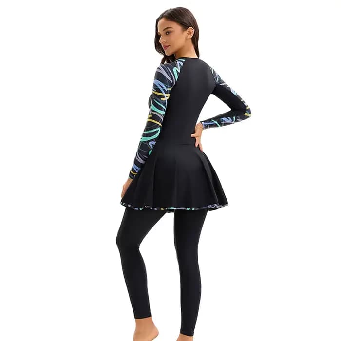 Maillots de bain islamiques à manches longues pour femmes, une pièce musulmane modeste |   Maillot de bain Burkini à couverture complète, maillot de bain solide