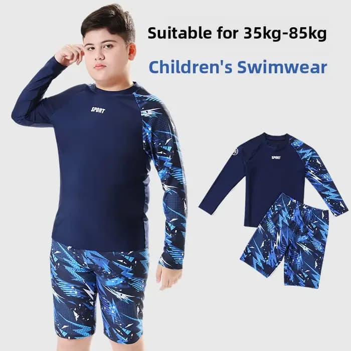 Maillots de bain pour enfants Maillot de bain deux pièces pour garçons Protection solaire professionnelle d'été adapté aux enfants de 9 à 16 ans Tissu en polyester