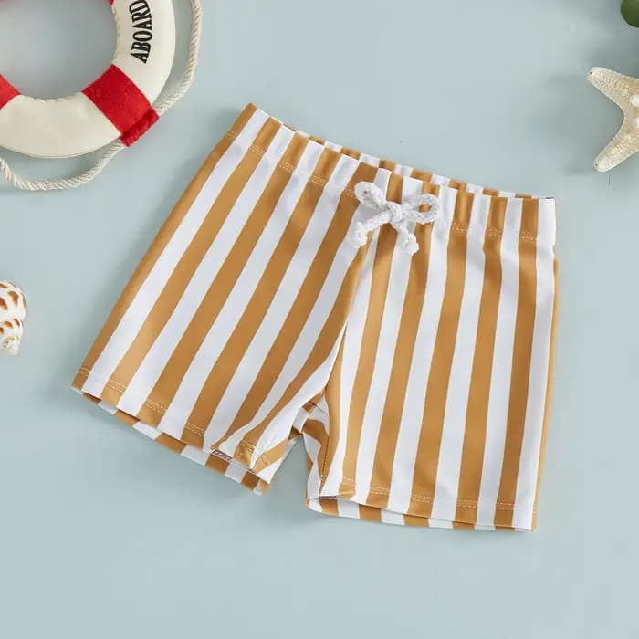 Maillot de bain d'été pour bébés garçons, imprimé rayé, taille élastique, short de plage pour enfants, maillots de bain, vêtements de plage
