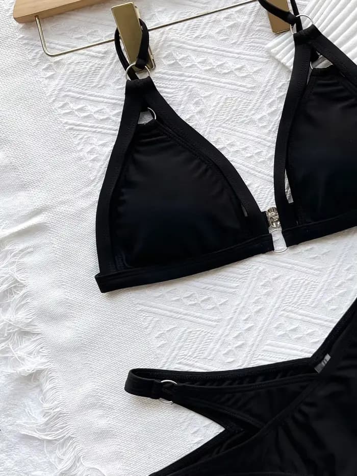 Bikini 2026 Sexy Noir Évidé Maillot de Bain Femme Ensemble Bikinis Tenue de Plage Push Up