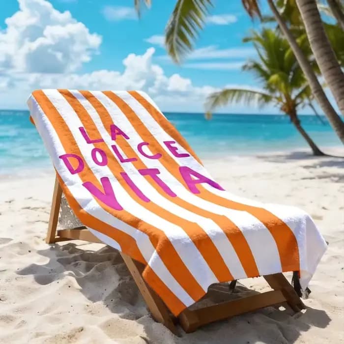 Serviette de plage rayée orange La Dolce Vita