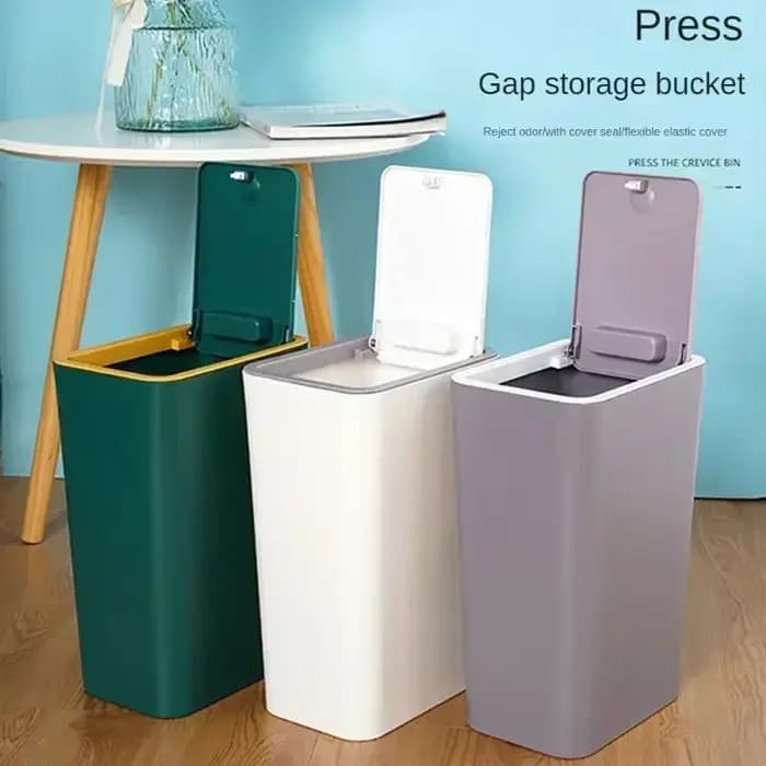 Poubelle de salle de bain - 10L, petite poubelle avec couvercle à pression pour toilettes, chambre à coucher, salon - Poubelle en plastique avec H0255