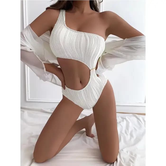 Maillot de bain une pièce blanc uni 2026 pour femme