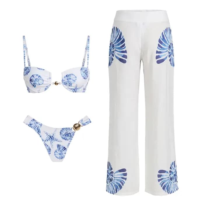 SEAURAL 2026 Nouveau Lot de 3 Maillots de Bain Sexy Rétro Imprimés pour Femme, Bikini à Lacets, Maillot de Bain Dos Nu, Tenue de Plage Été