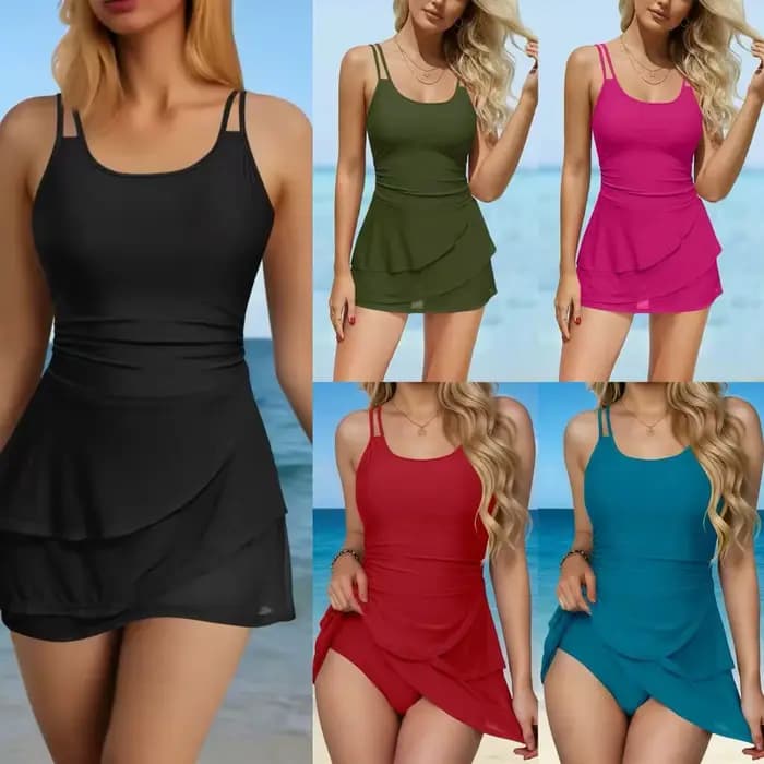 Nouveau Maillot de Bain Une Pièce Femme 2026 Style Jupe Cache-Barrigues Amincissant Tankini Design Conservateur Haute Élasticité