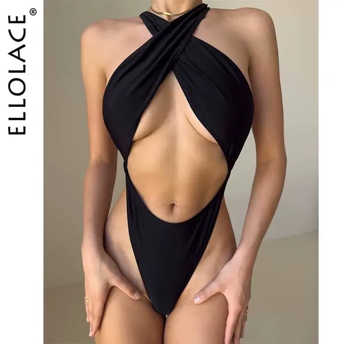 Ellolace Willowy Sexy maillot de bain pour femme élégant recadrée licou taille haute filles ensembles sangle croisée