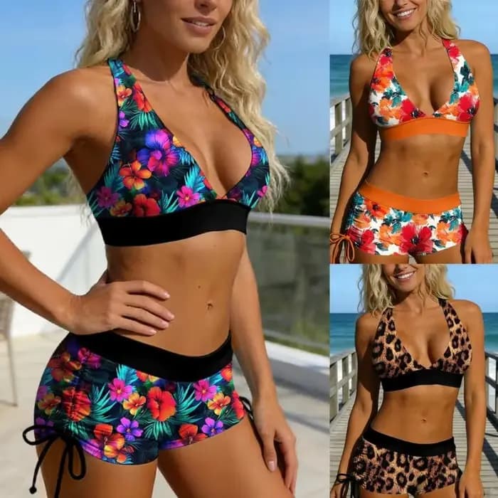 Maillot bain coloré deux pièces respirant pour femmes