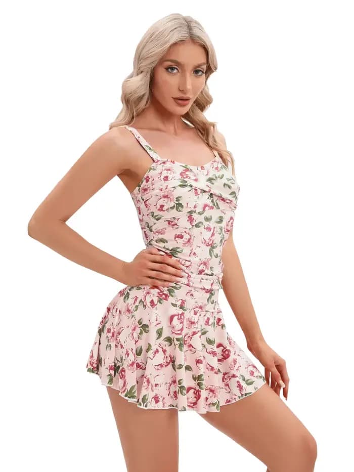 Maillot de bain une pièce à imprimé fleuri pour femme