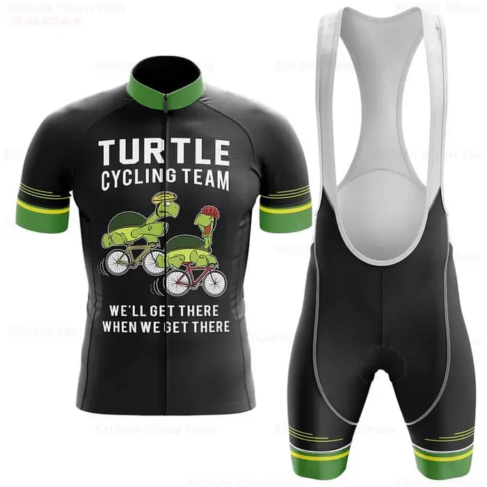 Ensemble de maillot de cyclisme pour homme, tortue, manches courtes, été, vélo de montagne, VTT sportif, Lesslot Ropa Ciclismo, 2024