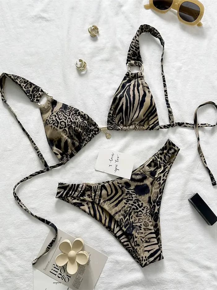 Maillot de bain brésilien léopard pour femmes