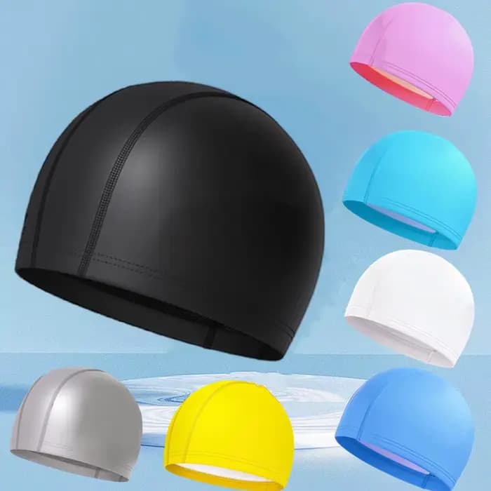 Bonnet de bain imperméable en PU pour enfants et adultes, bonnet de plongée à haute élasticité, non construit, cheveux longs, Protection des oreilles, unisexe