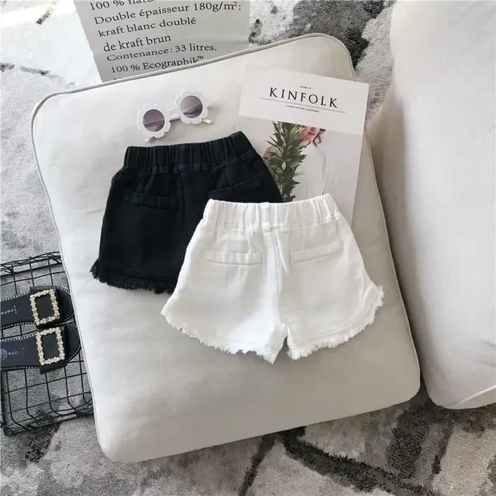 Shorts en jean pour filles, été 2026, 1-7 ans, jeans courts pour enfants, couleur unie, vêtements confortables et tendance, style coréen