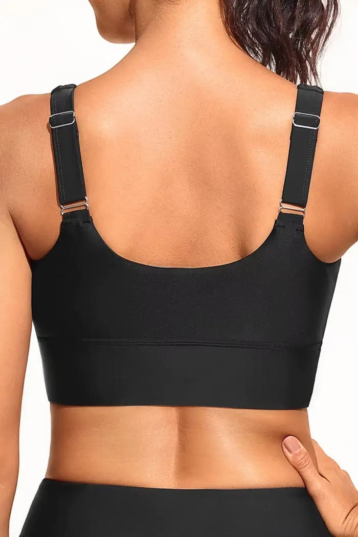 2026 Haut de maillot de bain de sport rembourré pour femme, couleur unie