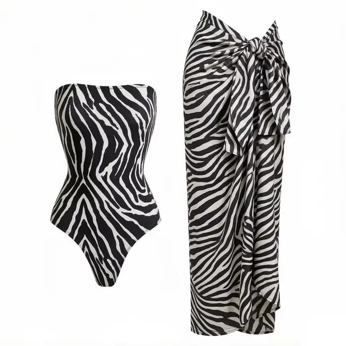 Maillot de bain imprimé zèbre et léopard