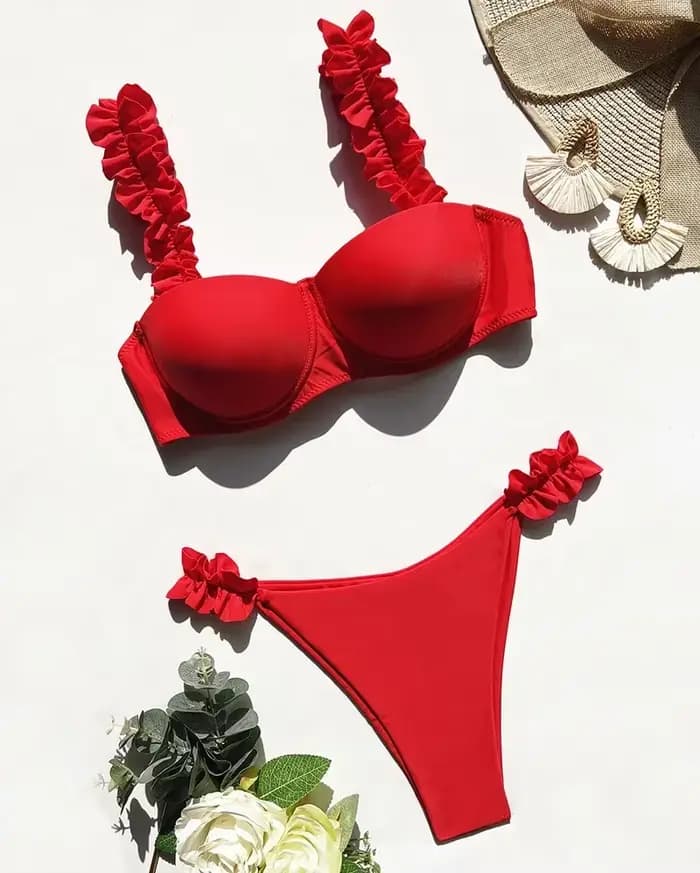 Ensemble bikini push-up femme 2026 – Maillot de bain sexy avec nœud, biquini à lacets, tenue de plage deux pièces pour femme, taille L