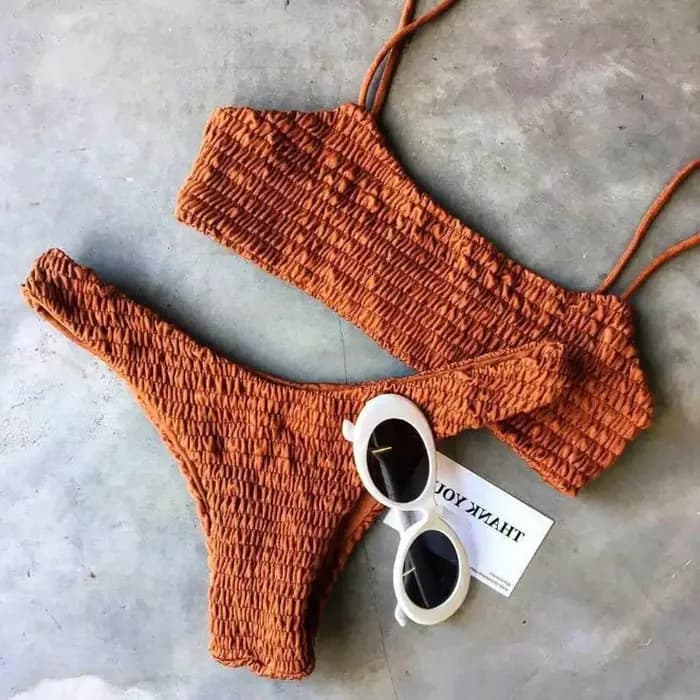 Maillot de bain jaune à volants pour femme