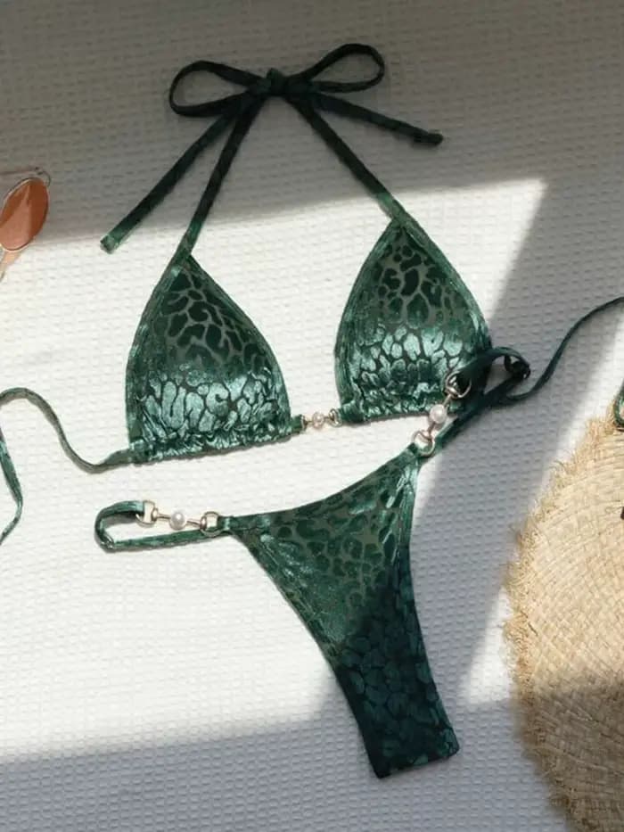 Léopard Bikinis ensemble Sexy à lacets Bikini ensembles maillot de bain maillots