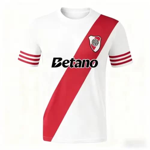 Maillot de football Maccabi Tel Aviv FC 2026 avec base blanche, accents bleus et jaunes, emblème du club, logos des sponsors, pour fans, famille et enfants